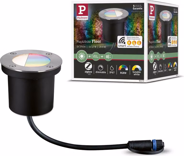 Paulmann Plug & Shine Lampada da incasso a pavimento a LED RGBW faretto singolo