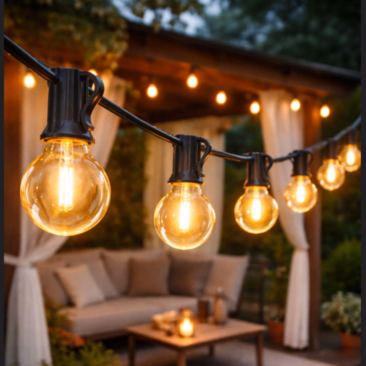 Catena luminosa a LED con 15 lampadine, 9 modalità, telecomando, grado di protezione IP44, lunghezza 10 metri