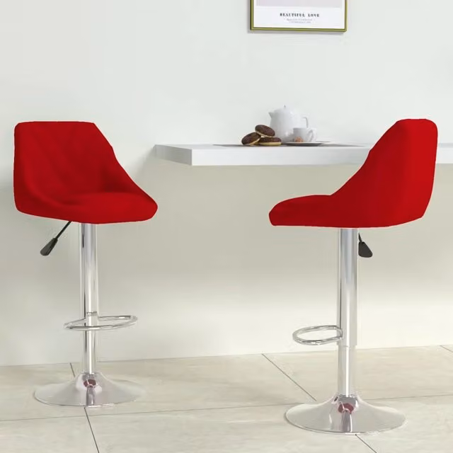 Set di 2 sgabelli da bar vidaXL in velluto rosso con seduta girevole a 360 gradi