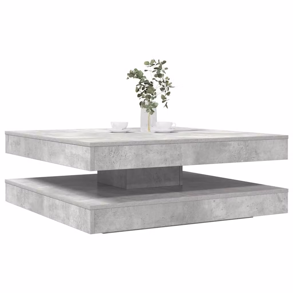 vidaXL Tavolino da Caffè Moderno con Piano Girevole a 360 Gradi Grigio L/P/H: 90 x 90 x 34,5 cm