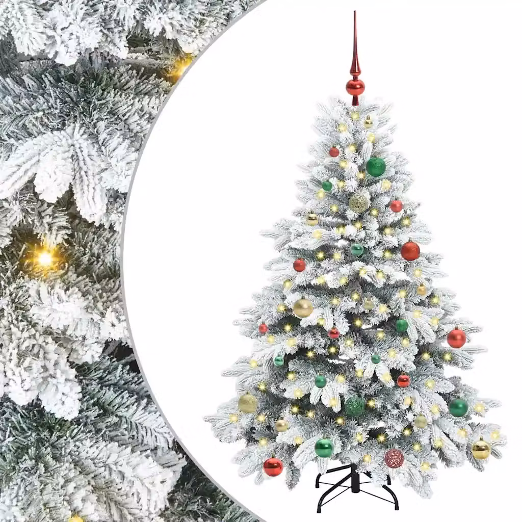 Albero di Natale artificiale moderno vidaXL bianco con 150 LED luce bianca calda in PE e PVC, Altezza: 150 cm – 2