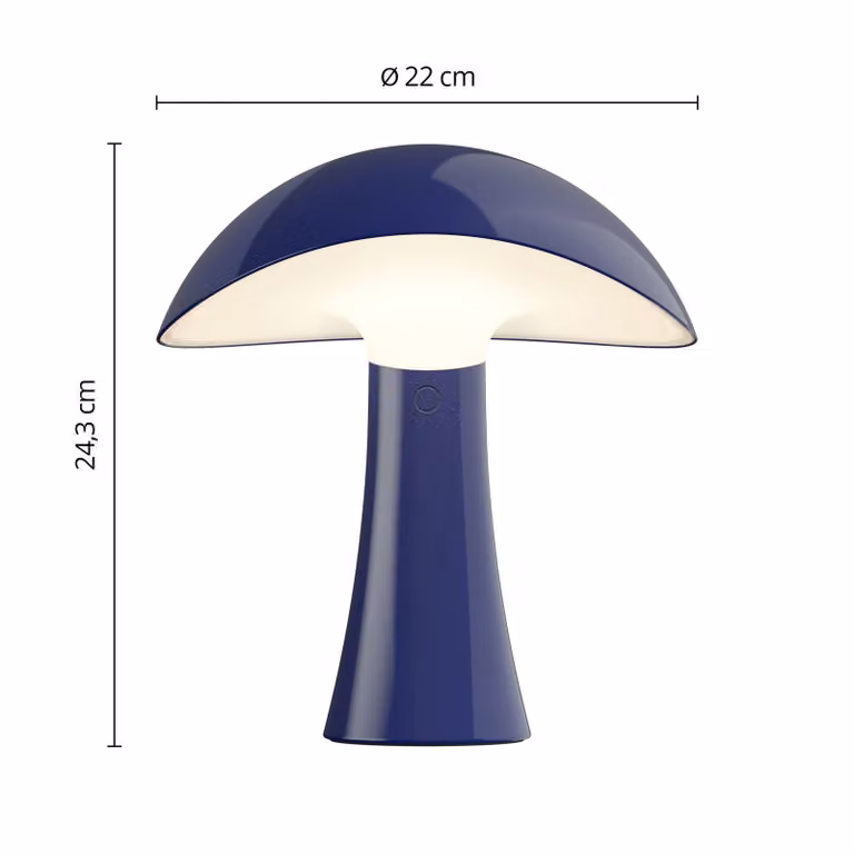 Louis Poulsen Lampada da tavolo a batteria LED Rumee 220, blu, IP44 dimmerabile, Blu, Soggiorno / Sala da pranzo, Plastica, Scandinavo