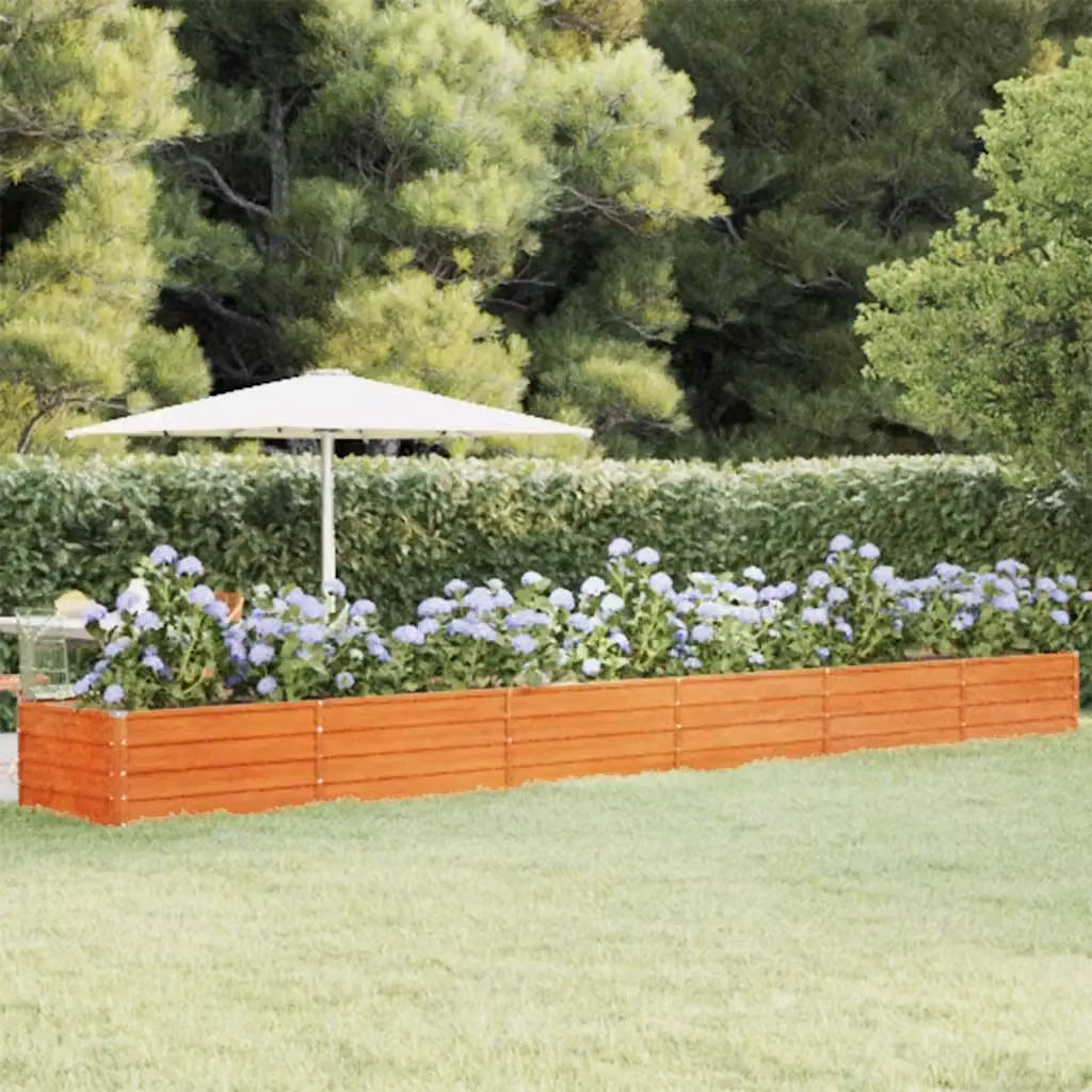 Letto rialzato da giardino DESIGN IN in acciaio Corten color ruggine, ideale per orto e fiori, L: 600 cm, P: 80 cm, H: 45 cm – 2