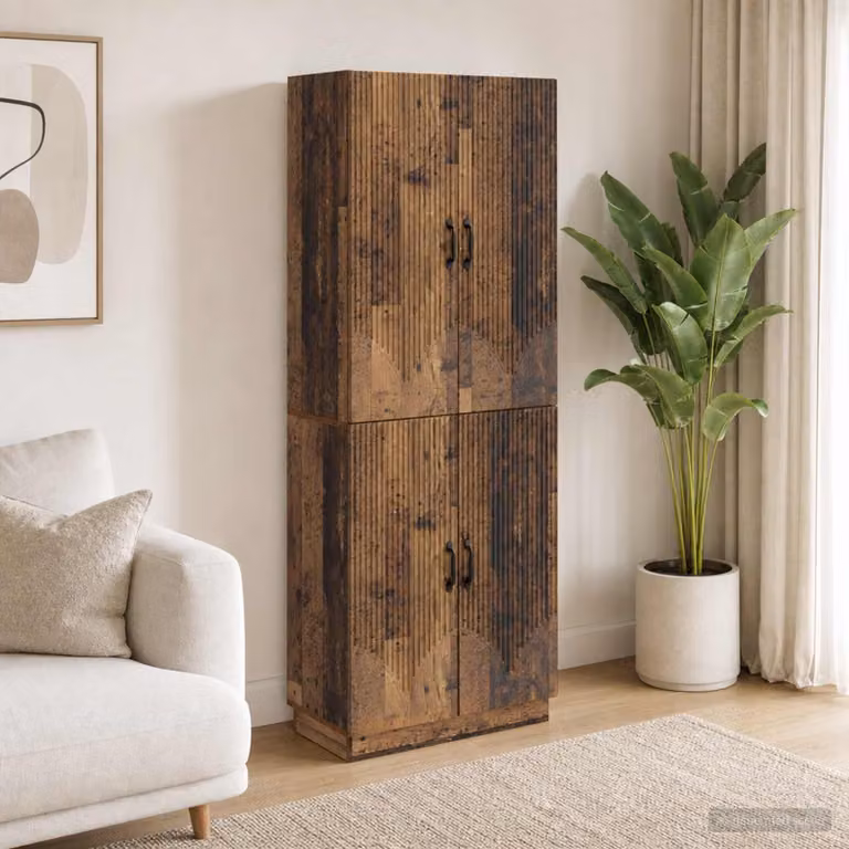 Set di 2 armadi vidaXL in legno e MDF stile industriale, colore marrone, con ante a battente e ripiani interni, L/P/H: 87.0 x 34.5 x 66.0 cm