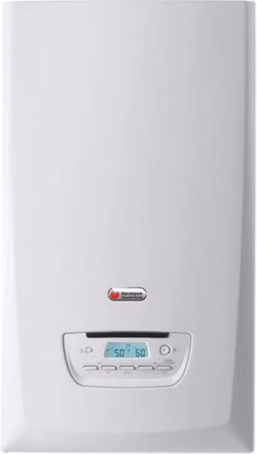 Caldaia a Condensazione Hermann Saunier Duval Thema Condens AP 26 a Metano con Kit Scarico Fumi in Colore Bianco e Acciaio Inox