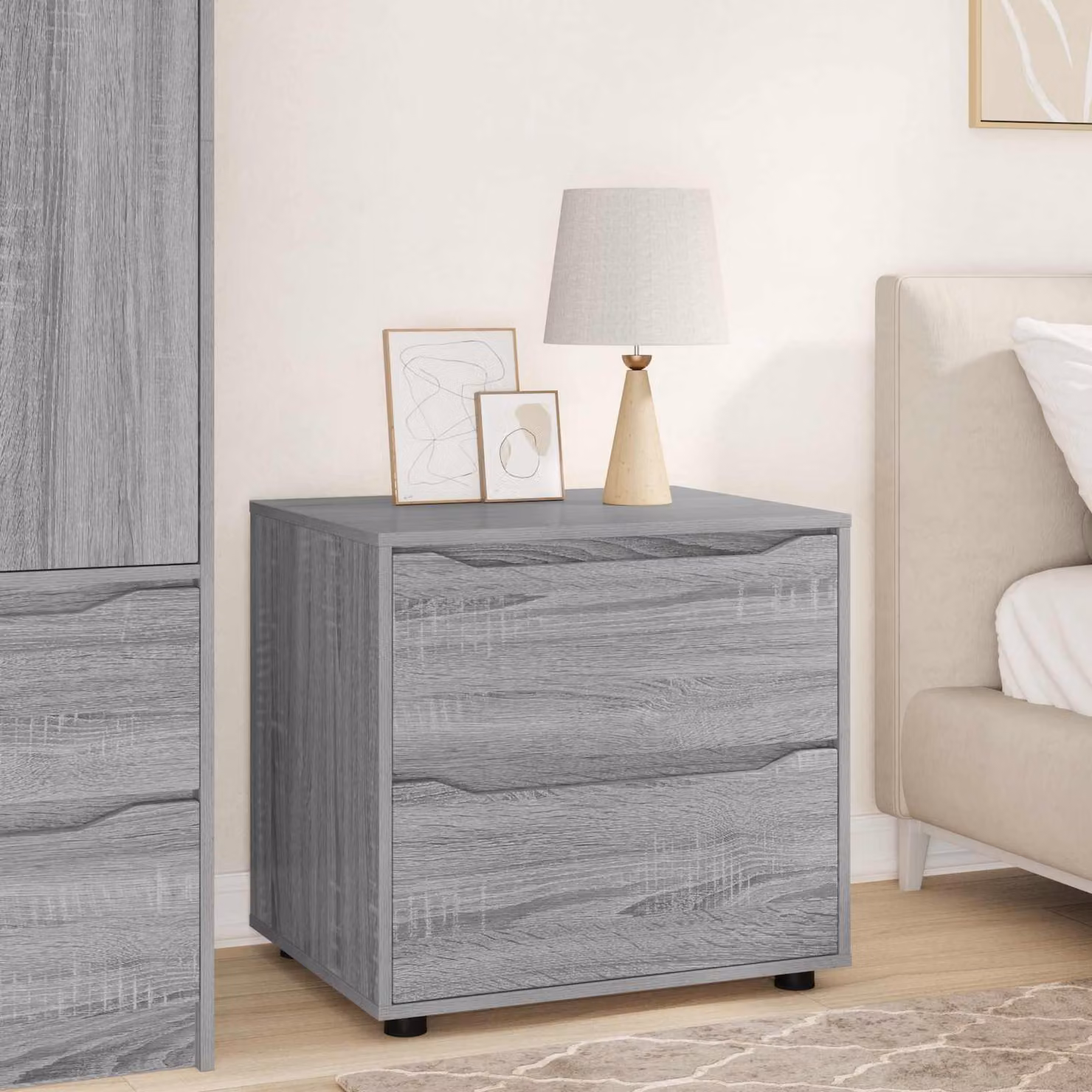 Armadio vidaXL in legno e MDF con ante e cassetti, Grigio opaco, L 60 x P 48 x H 57 cm