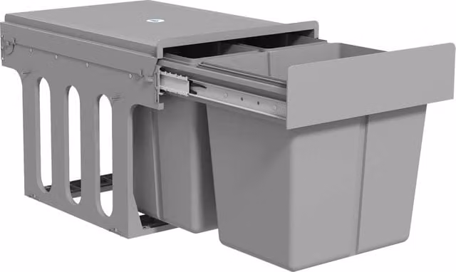 Cestino Sottolavello Minimal con 3 Contenitori in Plastica Grigio Chiaro 31L