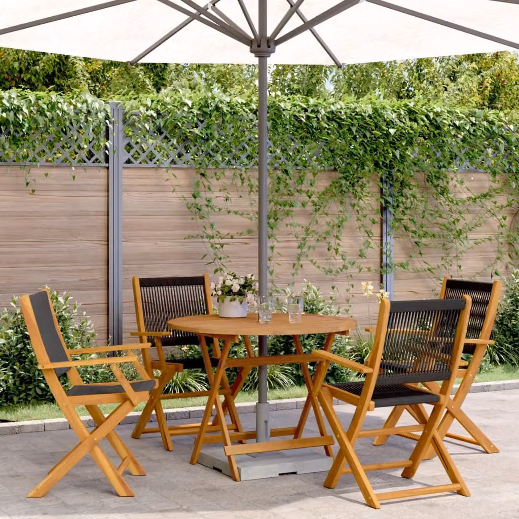 Maison Exclusive - Set da pranzo da giardino 5 pezzi in polipropilene e legno massello, nero