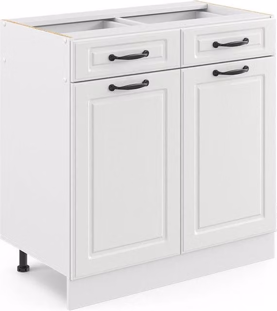 Mobiletto base per cucina R-Line Bianco rustico/Bianco 80 cm senza piano di lavoro Vicco