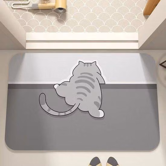 Tappetino da bagno antiscivolo in diatomite con motivi a fumetti, resistente alle macchie, tappetino per il bagno