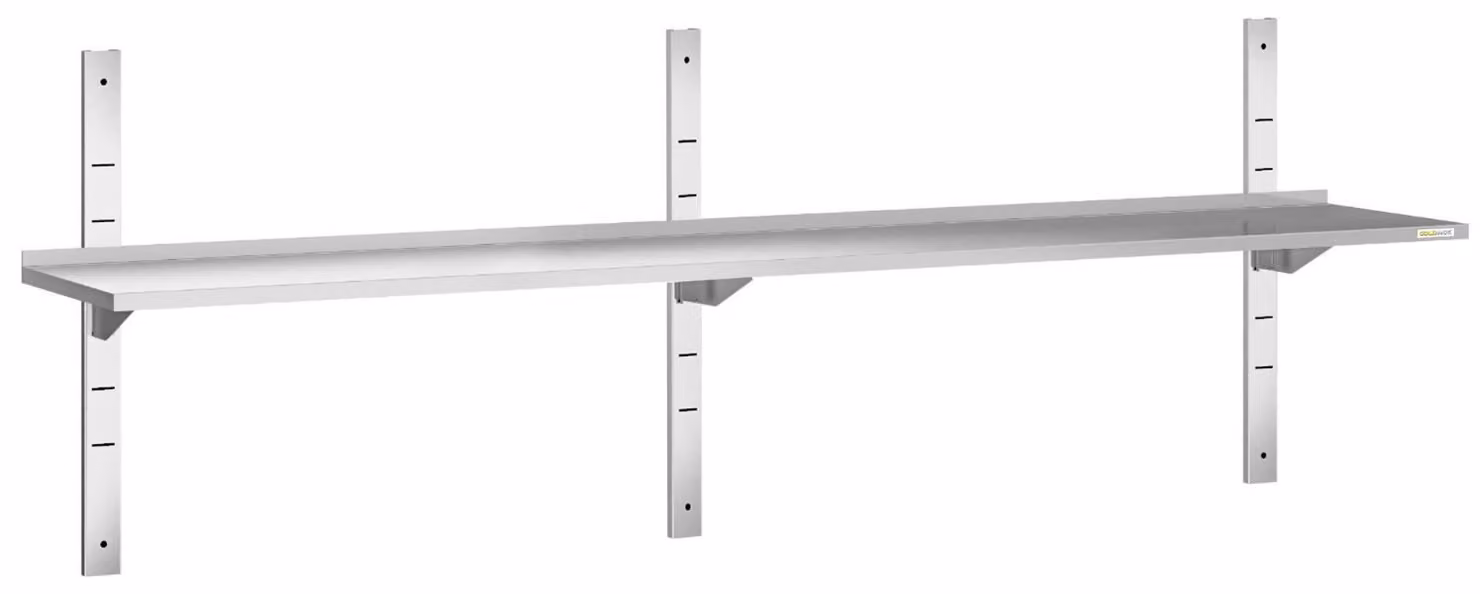 Mensola a parete in acciaio inossidabile, dimensioni 2000 x 400 mm, linea PREMIUM - GOLDINOX