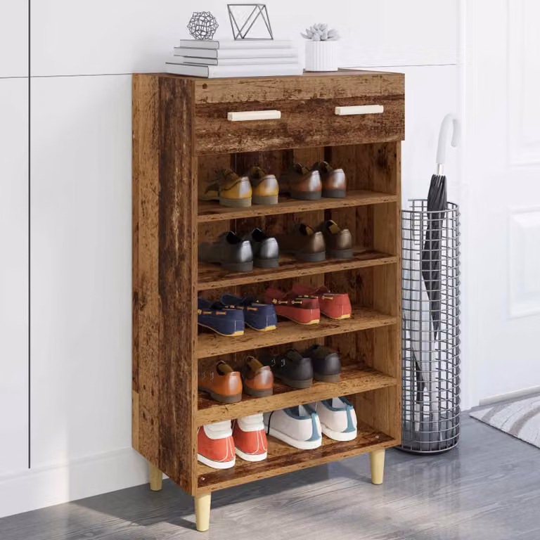 Scarpiera mobile vidaXL in legno ingegnerizzato marrone e beige, L 60 x P 35 x H 105 cm