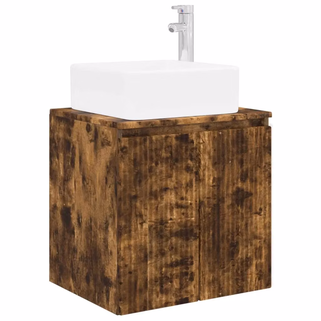 Mobile Lavabo da Parete Moderno vidaXL in Rovere Marrone Opaco L: 53 cm, P: 35 cm, H: 63 cm – 2