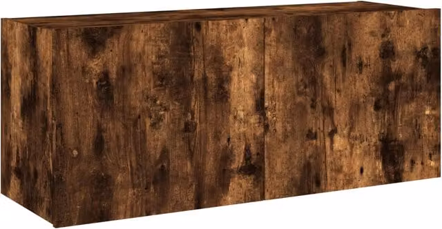 Mobile TV multimediale scaffale TV credenza mobile TV sala da pranzo soggiorno camera da letto mobile da parete con luci LED rovere affumicato 100 x 35 x 41 cm marrone 02_0027972