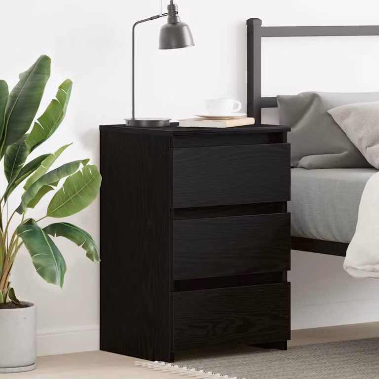 vidaXL Armadio da Notte in MDF Stile Rustico Nero Opaco L/P/H: 40 x 35 x 62,5 cm