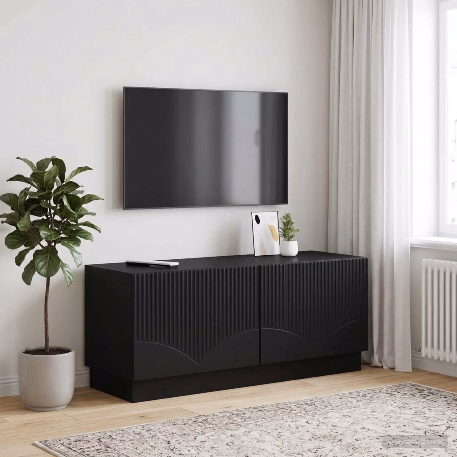 Mobile TV moderno vidaXL in legno MDF nero opaco con scomparti multimediali