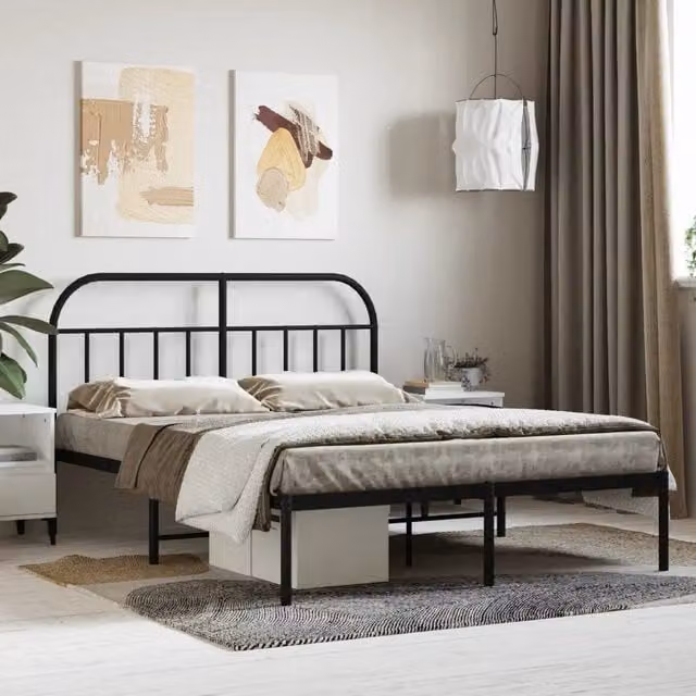 Giroletto vidaXL con testiera in metallo nero L/P/H: 200 x 140 x 146 cm – 1