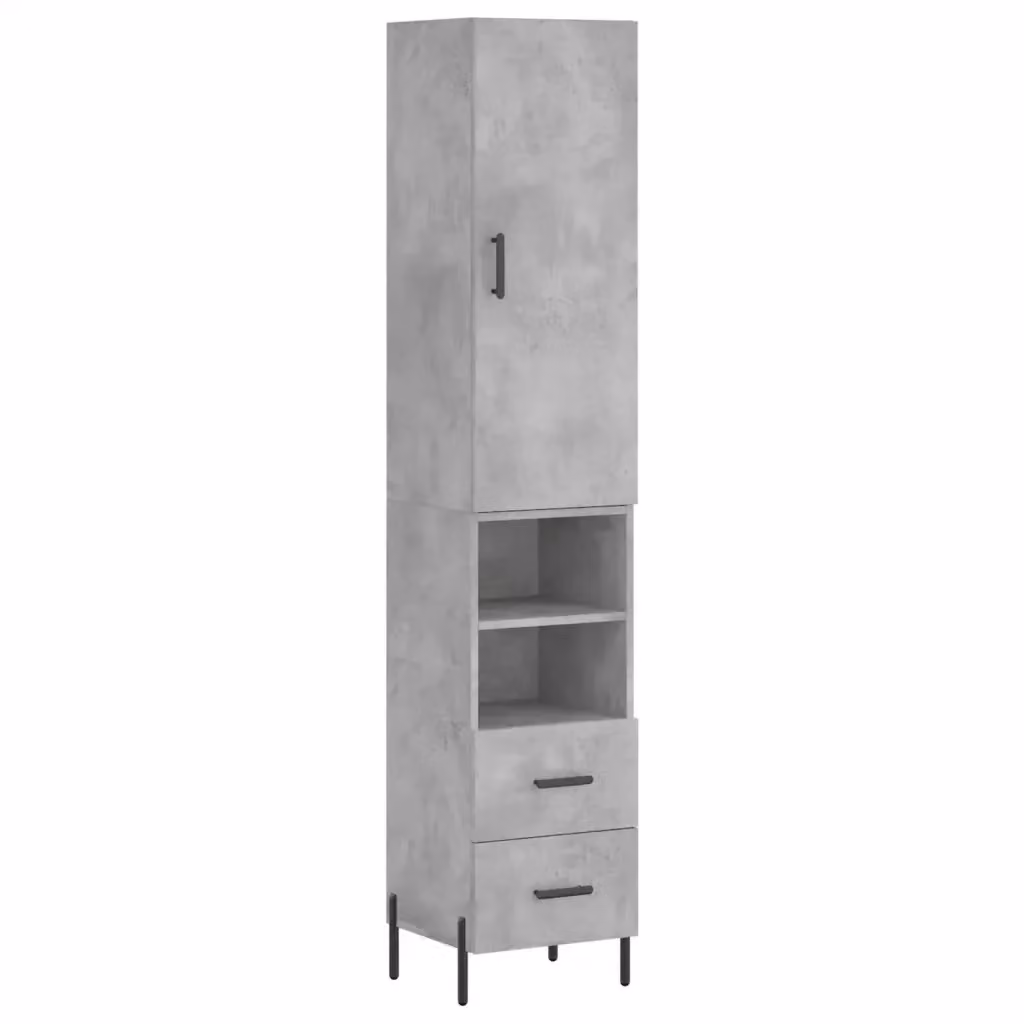Credenza Buffet Design Mania Grigio Cemento per Cucina e Soggiorno, L/P/H: 34,5 x 34 x 180 cm – 2