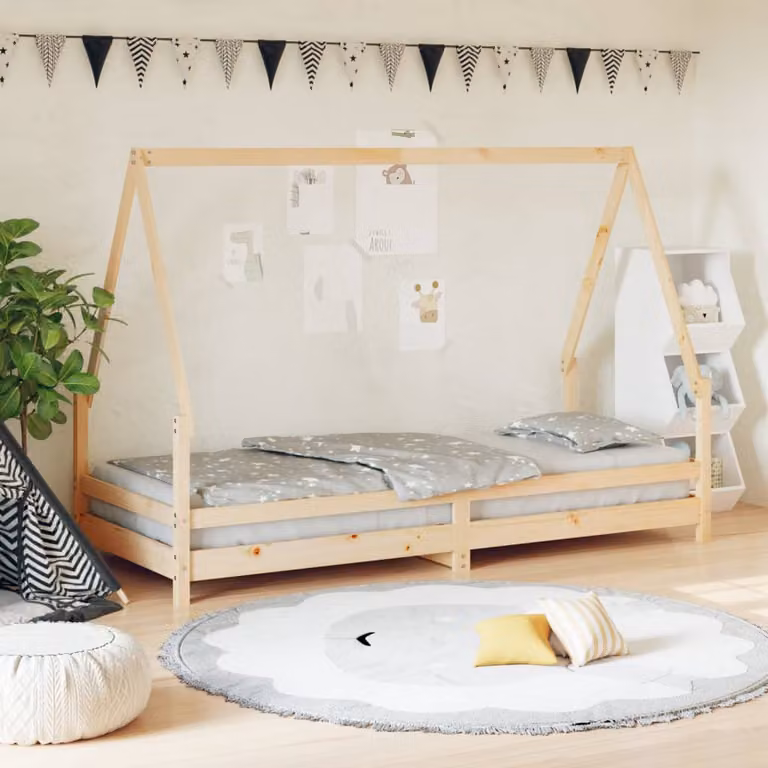 vidaXL Giroletto per Bambini in Legno Massello di Pino Rustico, L/P/H: 205.5 x 90 x 139.5 cm