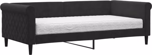 Divano letto | Sof¨¤ letto | Letto singolo con Materasso Nero 90x190 cm in Velluto