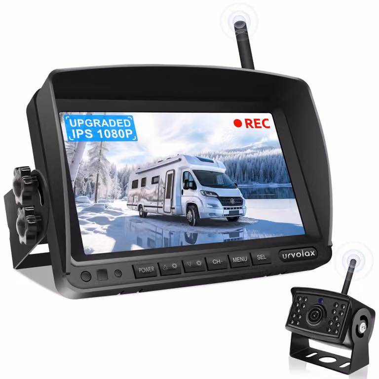 Telecamera per retromarcia wireless - Monitor da 7 pollici - Immagine HD 1080P - Visione notturna - Impermeabile IP69