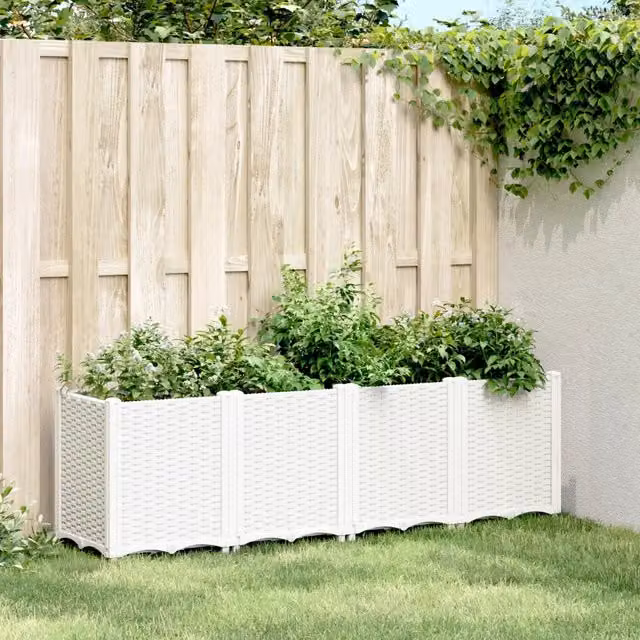 Fioriera da giardino vidaXL bianca in plastica L: 160 cm, P: 40 cm, H: 53 cm