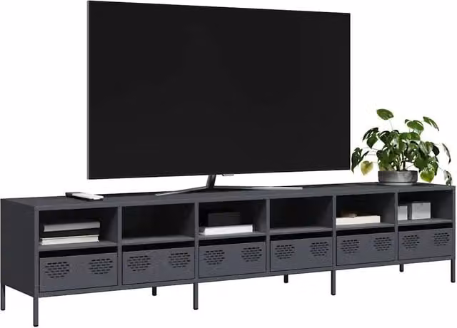 Mobile TV-Credenza TV-Console TV Antracite 202x39x43,5 cm Acciaio Laminato a Freddo 820848
