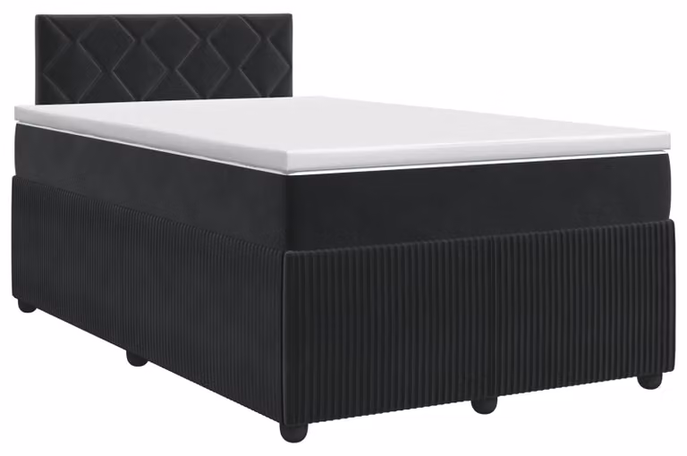Letto a molle con materasso nero 120 x 200 cm in velluto