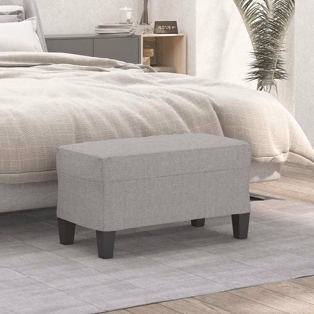 Panca moderna vidaXL in tessuto grigio chiaro con struttura in legno L 70 x P 35 x H 41 cm