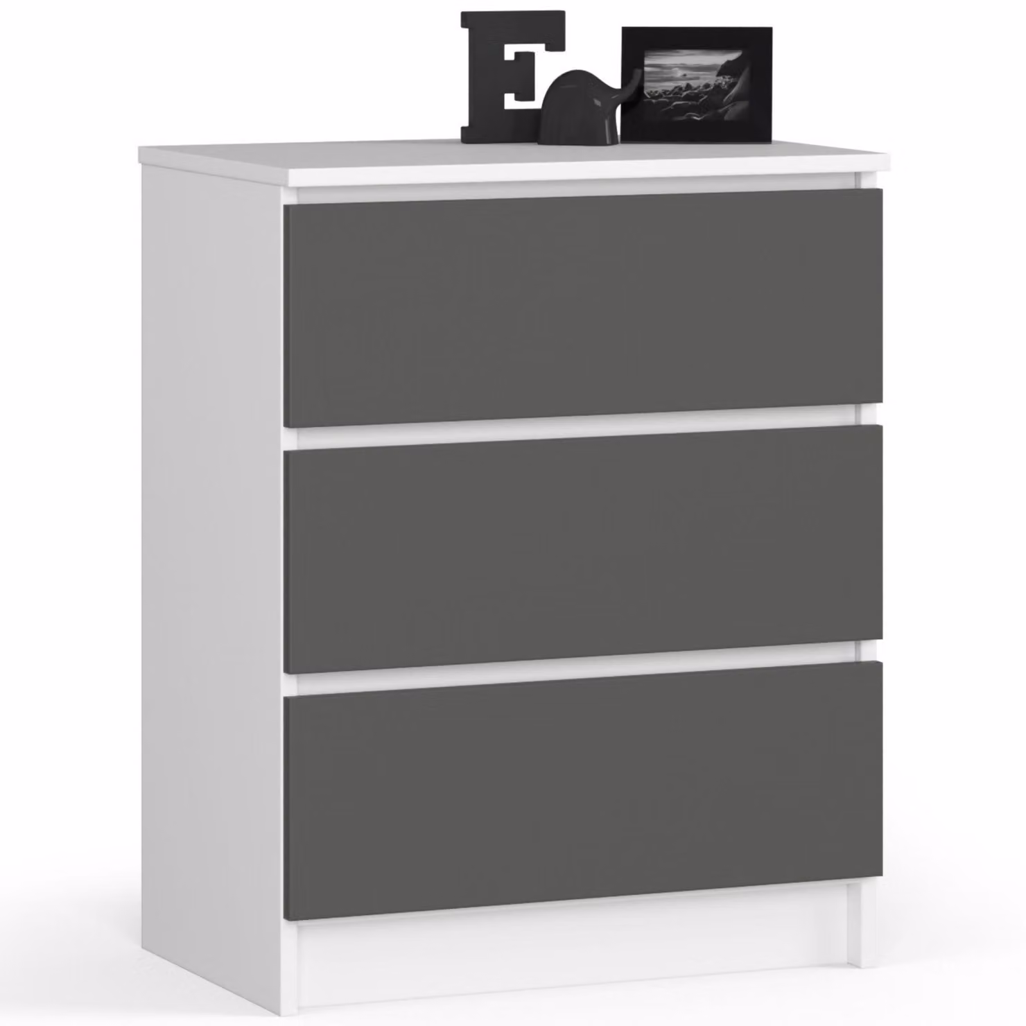 Comò K60 3 cassetti Bianco Grigio Grafite