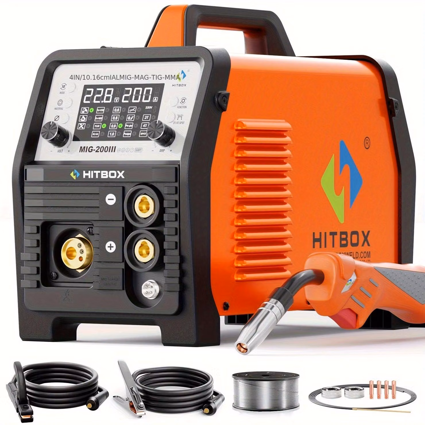 Saldatrice MIG – Inverter 5-in-1 – Saldatrice per alluminio – 200 Ampere – Con display LCD