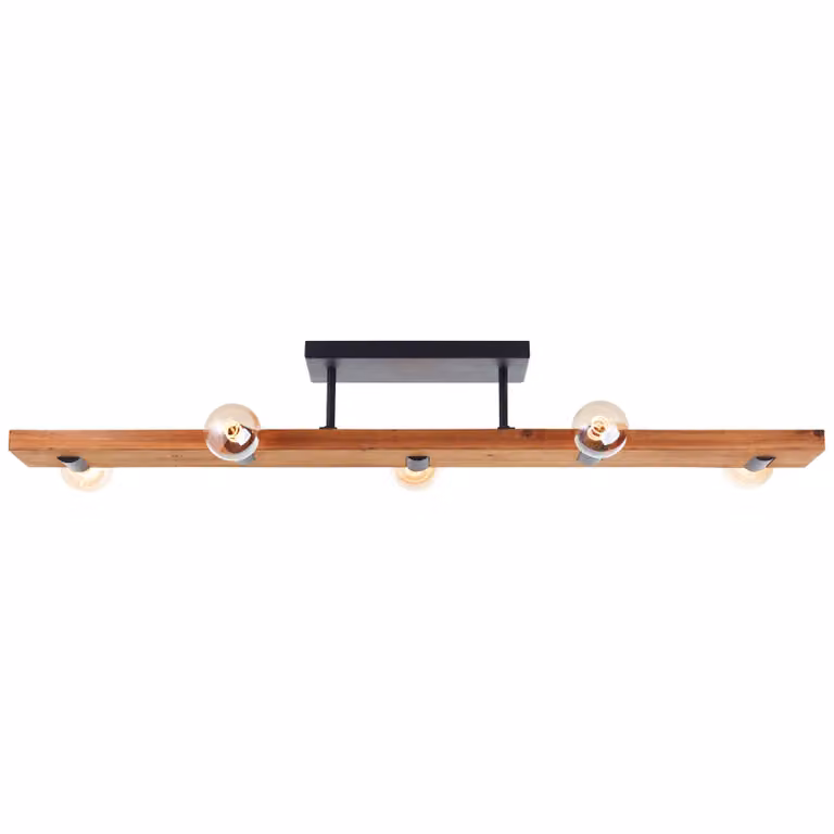 Lampada a sospensione BRILLIANT, 5 luci, modello Mertes, nera/legno, metallo/legno