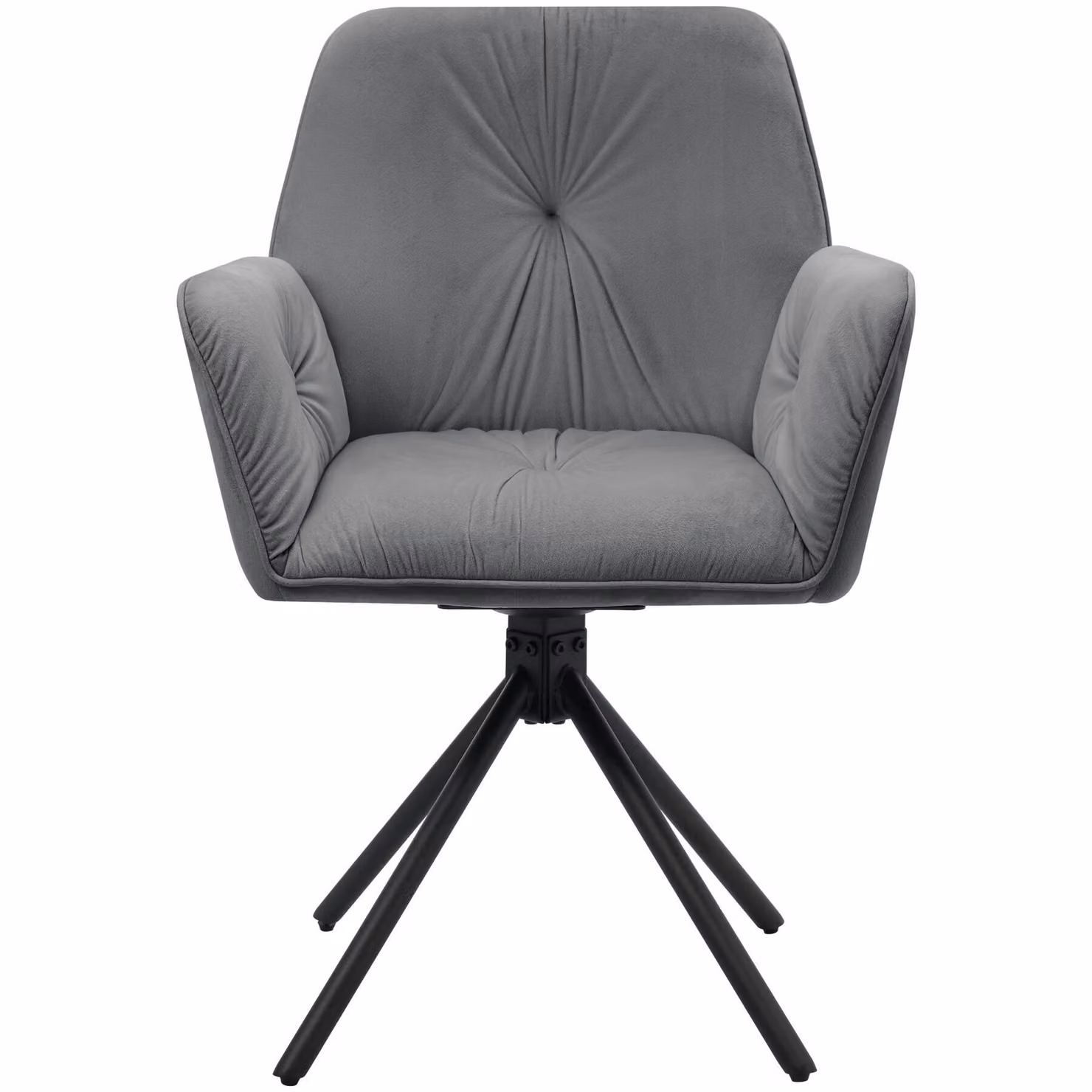 Set di 4 sedie girevoli con braccioli Lenia tectake in velluto antracite e nero per soggiorno e cucina – 4