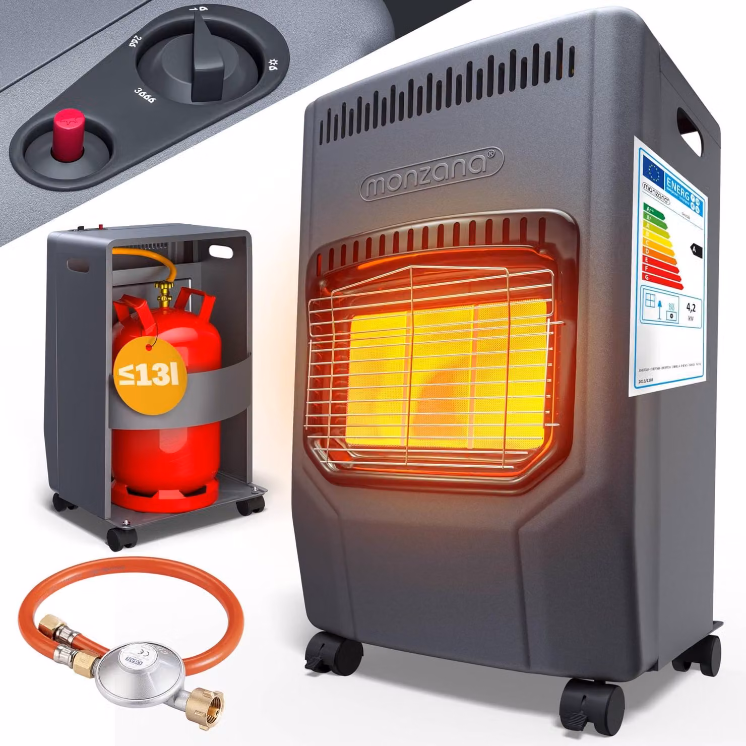 Stufa a gas portatile - 4200 W - 3 livelli di riscaldamento