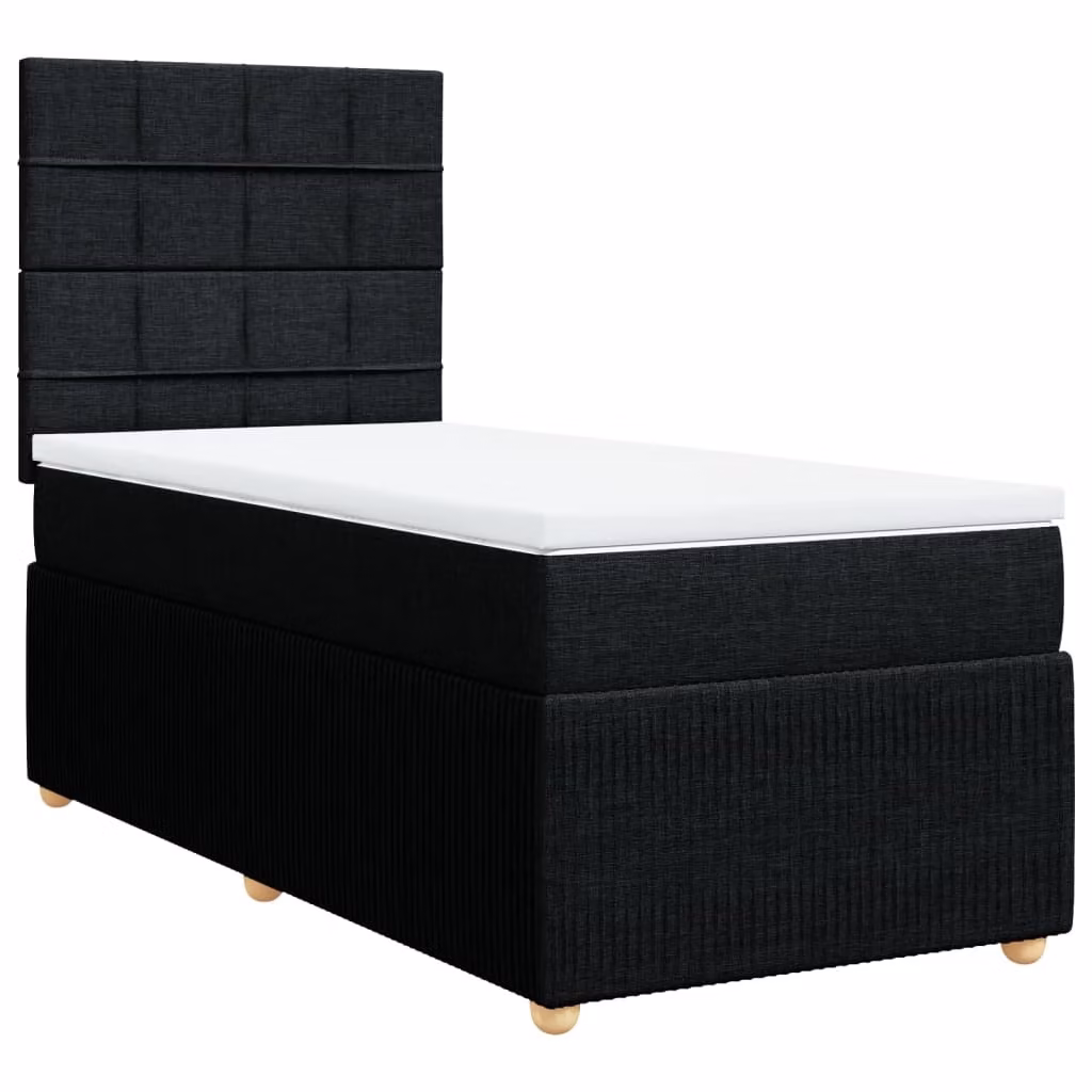 Giroletto a Molle con Materasso Nero 100x200 cm in Tessuto