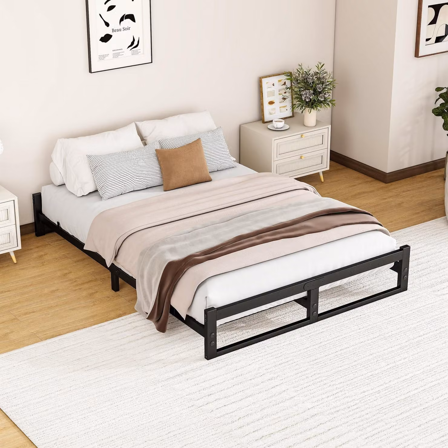 Solidchoice - Struttura letto 140 x 190 cm con rete a doghe in metallo
