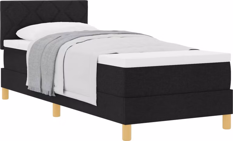 Letto a molle con cuscino con testiera Nero 80 x 200 cm Tessuto
