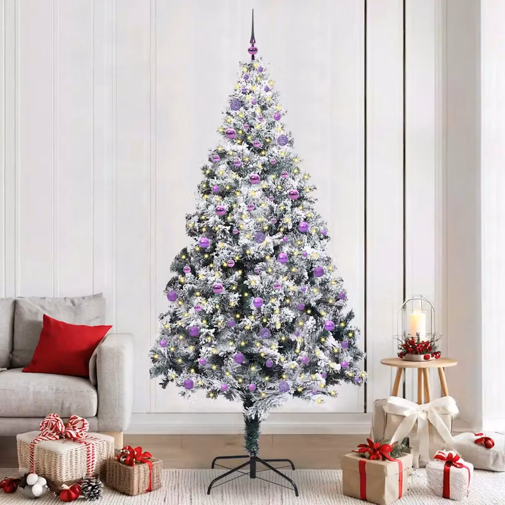 Albero di Natale artificiale moderno vidaXL bianco con 300 LED luce bianca calda, Altezza: 240 cm – 1