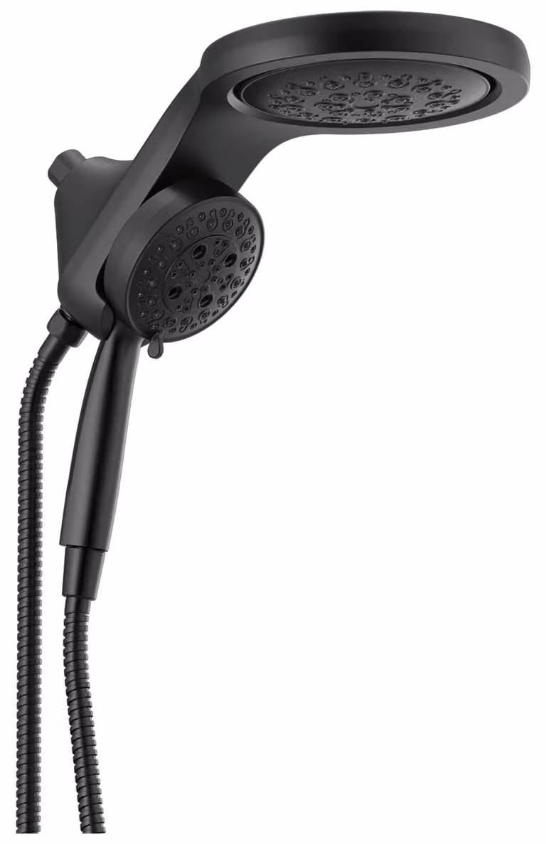 Doccia multifunzione 2-in-1 con soffione e doccetta manuale, 5 getti, finitura nera opaca