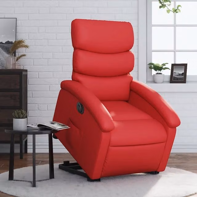 Poltrona Alzapersona Elettrica Reclinabile vidaXL in Similpelle Rossa con Supporto per Senior