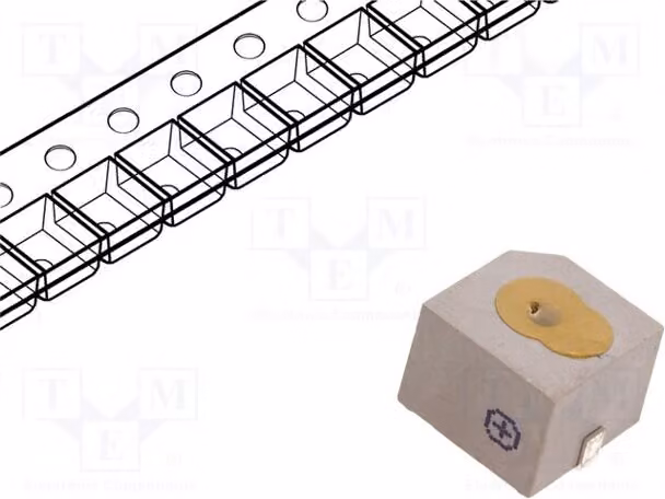 1x Sensore acustico: trasmettitore di segnale elettromagnetico SMD, 20mA, 4÷7VDC, modello LD-BZEL-B05-1212, El