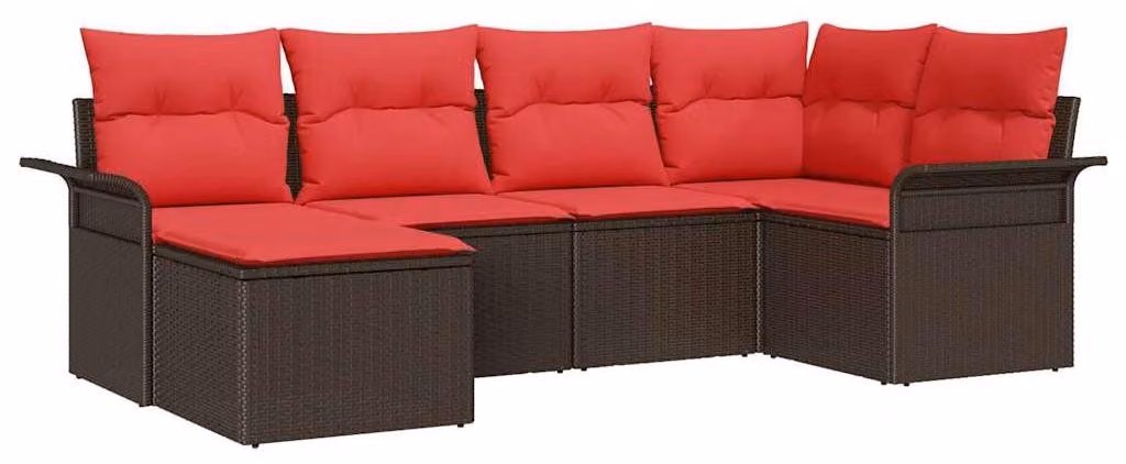 Set Divano da Giardino 6 pcs Marrone polyrattan
