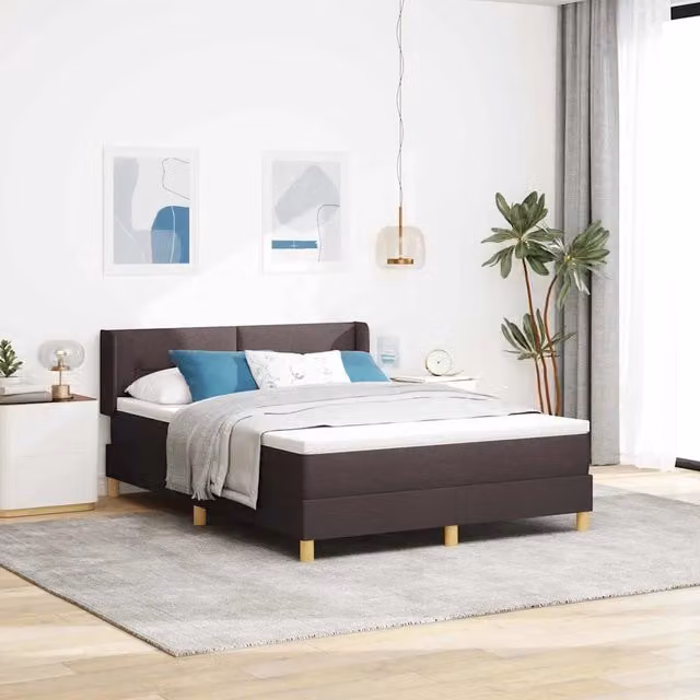 Letto a molle moderno vidaXL con testiera in tessuto marrone L/P: 140 x 200 cm