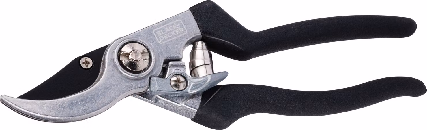 BLACK+DECKER Cesoie da giardino bypass 21,5 CM - Cesoie da giardino Lame in acciaio di alta qualità - Cesoie per rami Impugnatura ergonomica - Cesoie per alberi Rivestimento antiscivolo – Nero