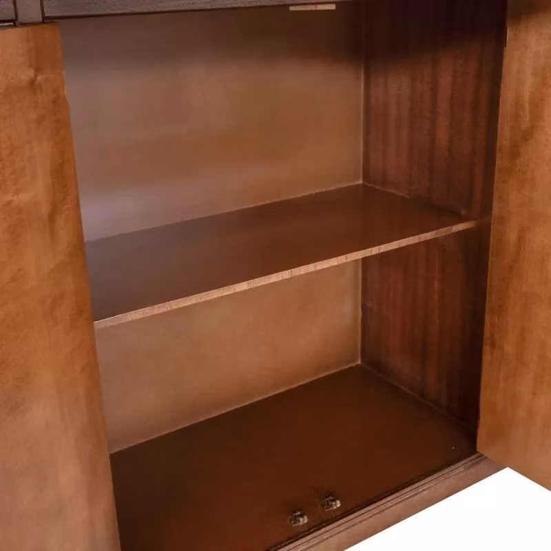 Madia credenza in legno di pino stile arte povera color marrone con 4 porte e 4 cassetti Mobili 2G L: 160 cm, P: 35 cm, H: 110 cm – 3
