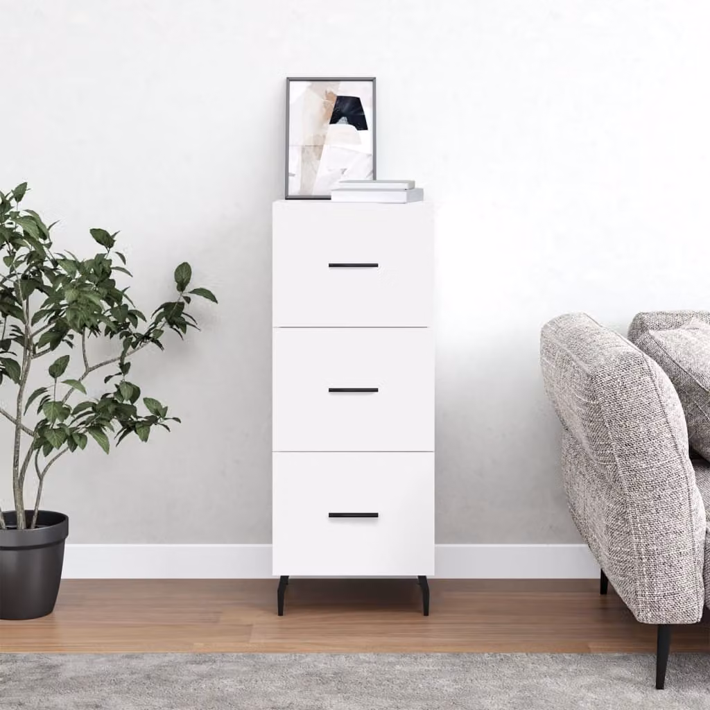 Credenza moderna bianca vidaXL a parete in legno e metallo L/P/H: 34,5 x 34 x 90 cm