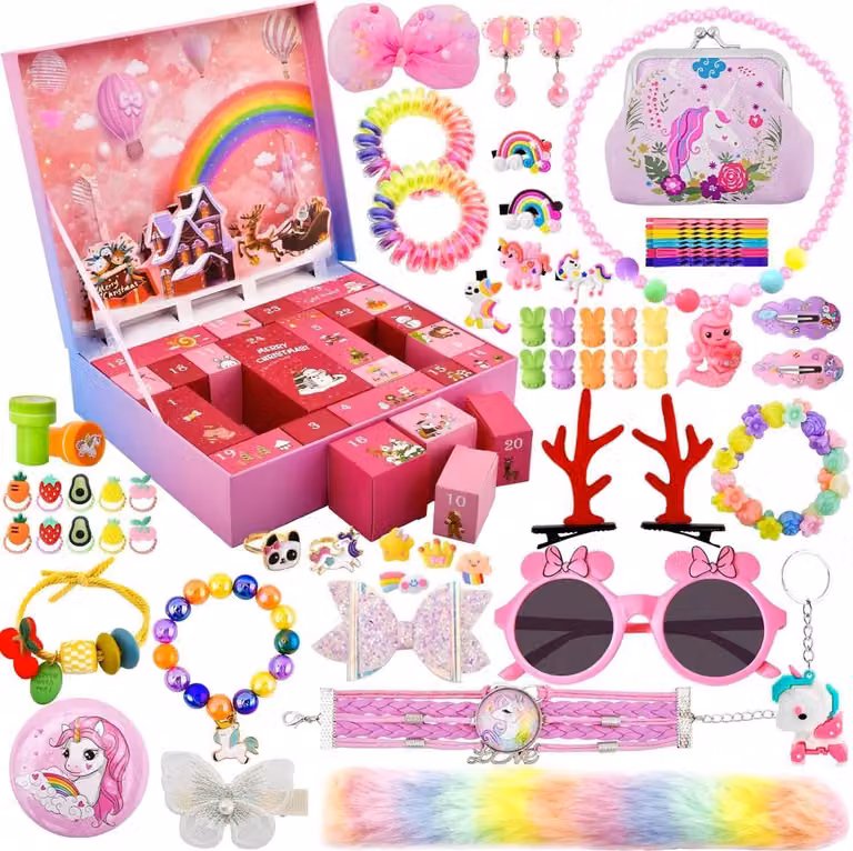 Calendario dell'Avvento 2024 bambini ragazze principesse accessori per capelli 24 giorni