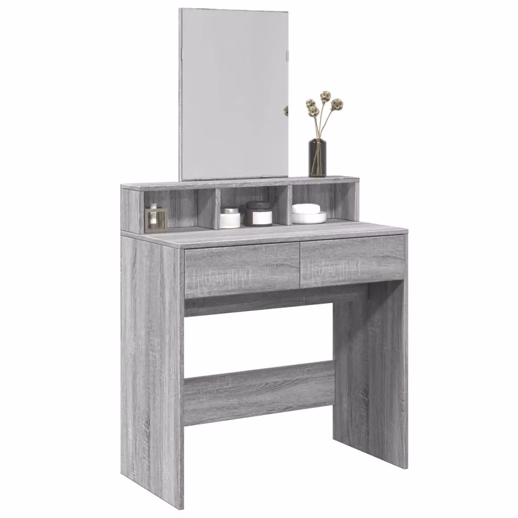 Toeletta moderna con specchio in colore grigio Sonoma, L: 80 cm, P: 41 cm, H: 144,5 cm – 2