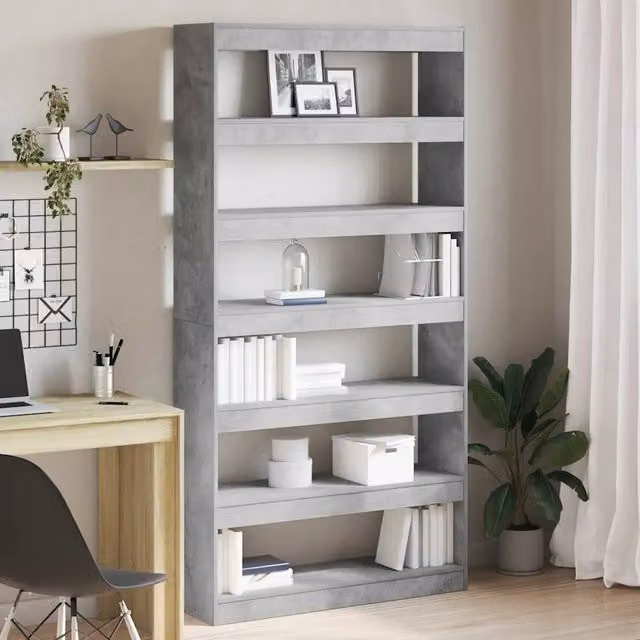 Armadio per Libri 6 livelli 100 x 30 x 198 cm Grigio cemento 3333927
