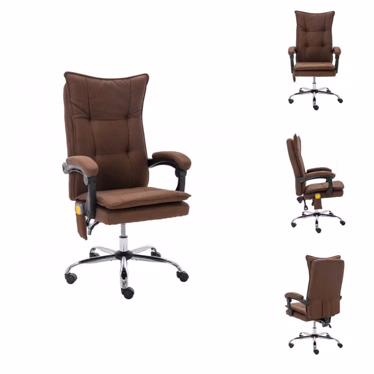 vidaXL Sedia da ufficio per massaggi in tessuto marrone - Sedie da ufficio